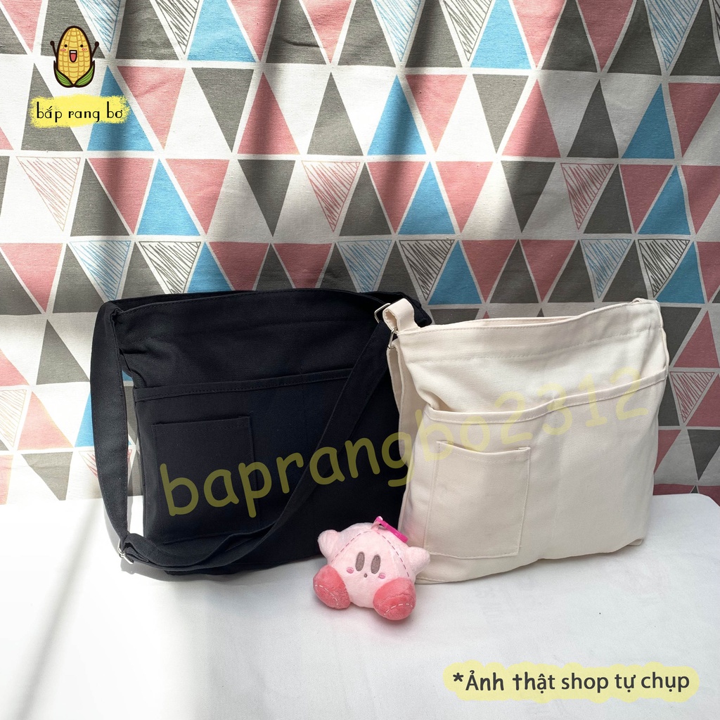 TÚI TOTE ĐEO CHÉO 4 NGĂN VẢI CANVAS PHONG CÁCH ULZZANG UNISEX DC13