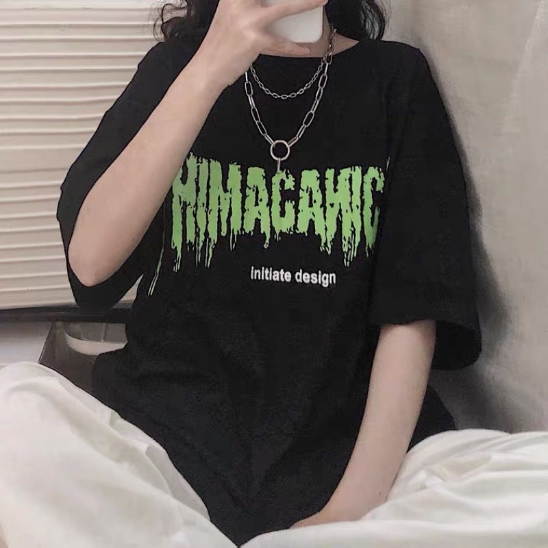 Áo thun tay lỡ form rộng , áo phông unisex chất cotton in hình maca