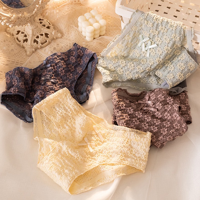 Quần Lót Nữ Cotton Vải Nhúm Ngàn Hoa Co Dãn ms 4D