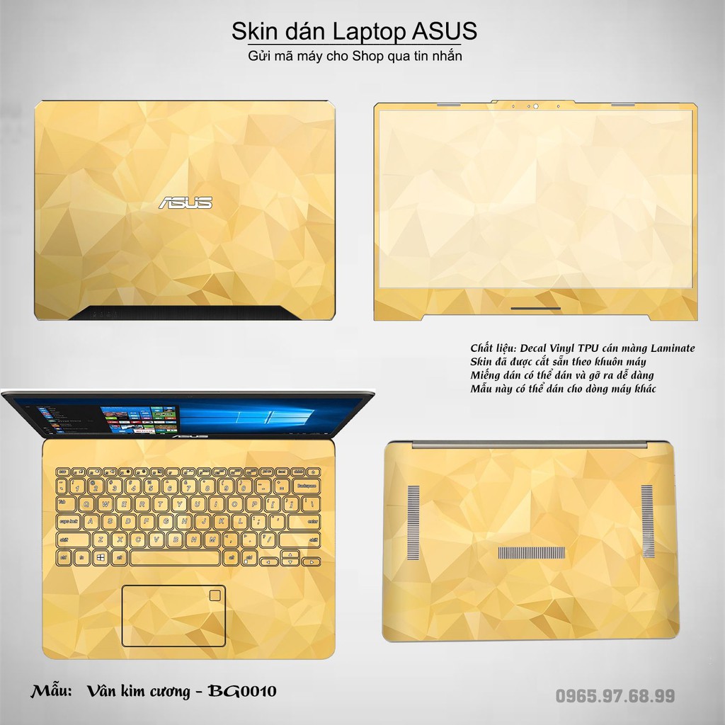 Skin dán Laptop Asus in hình Vân kim cương (inbox mã máy cho Shop)