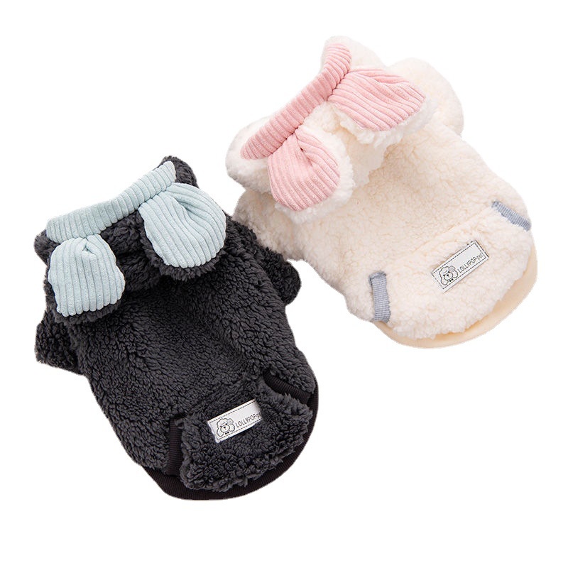 Áo Thun Vải Lông Cừu Teddy Cỡ Nhỏ Hình Tròn Lót Lông Cừu Dày Thời Trang Mùa Đông Cho Thú Cưng