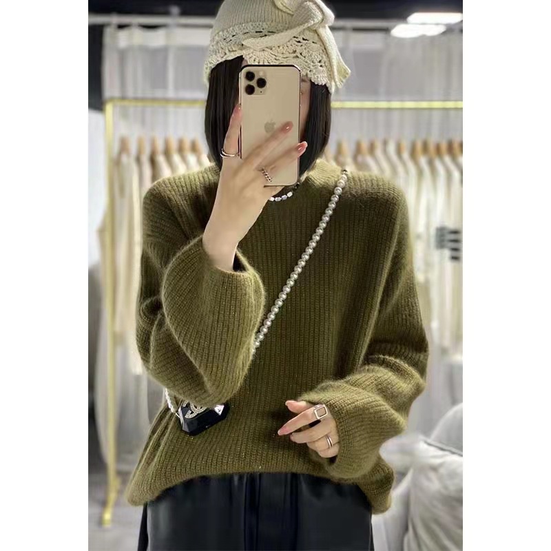 Áo Cardigan Len Dệt Kim Cổ Tròn Tay Phồng Phong Cách Nhật Bản Thời Trang Thu Đông Mới