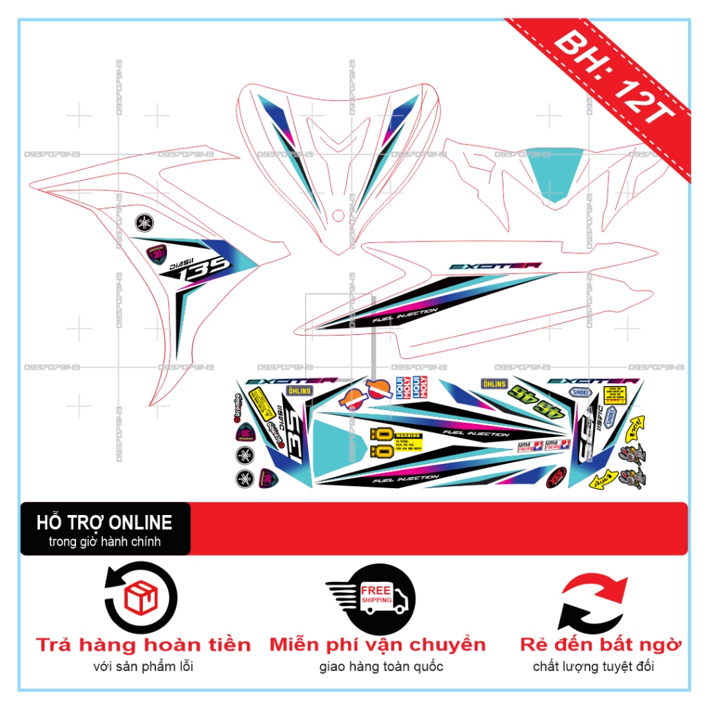 TEM RỜI EX 2011 KỈ NIỆM DÁN XE TRẮNG -- SHIN DECAL 2