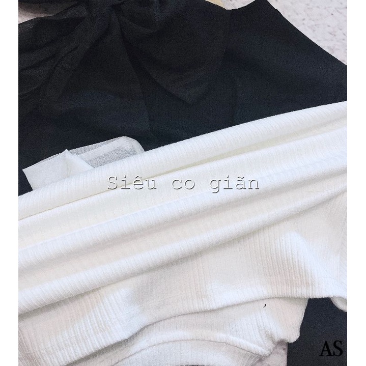 Áo Len Tăm Cổ Nơ Tay Loe Siêu Co Giãn Phong Cách Tiểu Thư Vintage So Hot