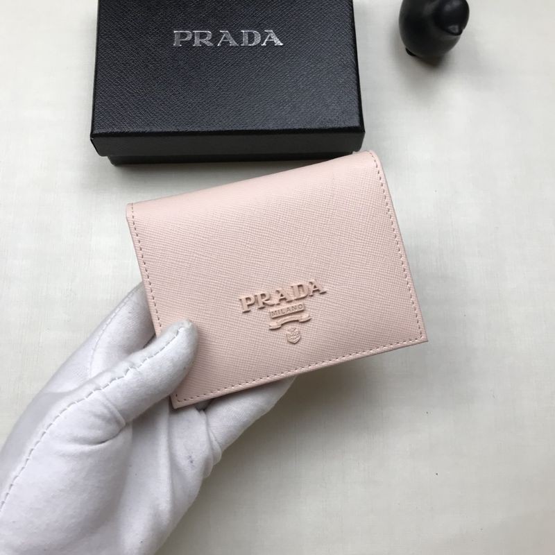 ví cầm tay nữ da thật dáng mini gập đôi nhỏ gọn Prada