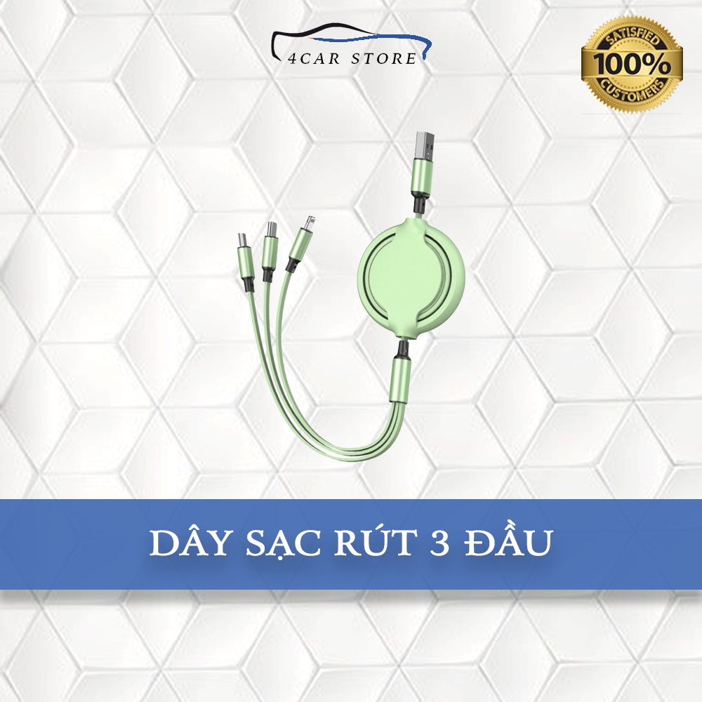 Cáp sặc điện thoại Đa Năng 3 Đầu Sạc nhanh Dây Rút Siêu Bền Gọn Nhẹ Tiện Lợi