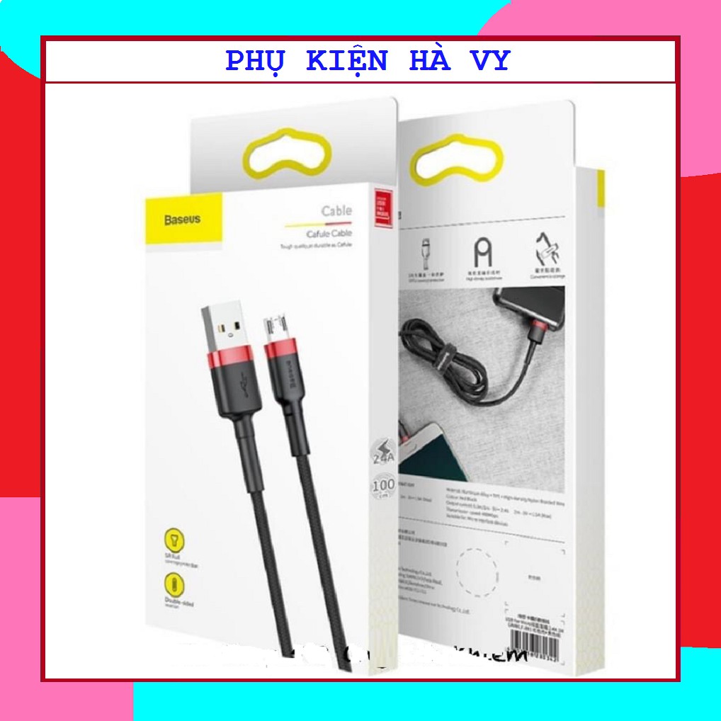 Cáp sạc Baseus bọc dù Cafule Lightning2.4A, CHỐNG GẬP ĐỨT