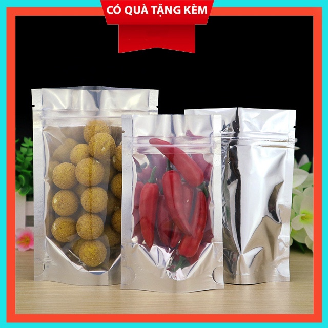 1KG TÚI ZIP BẠC đáy đứng 1 một mặt bạc, 1 mặt trong