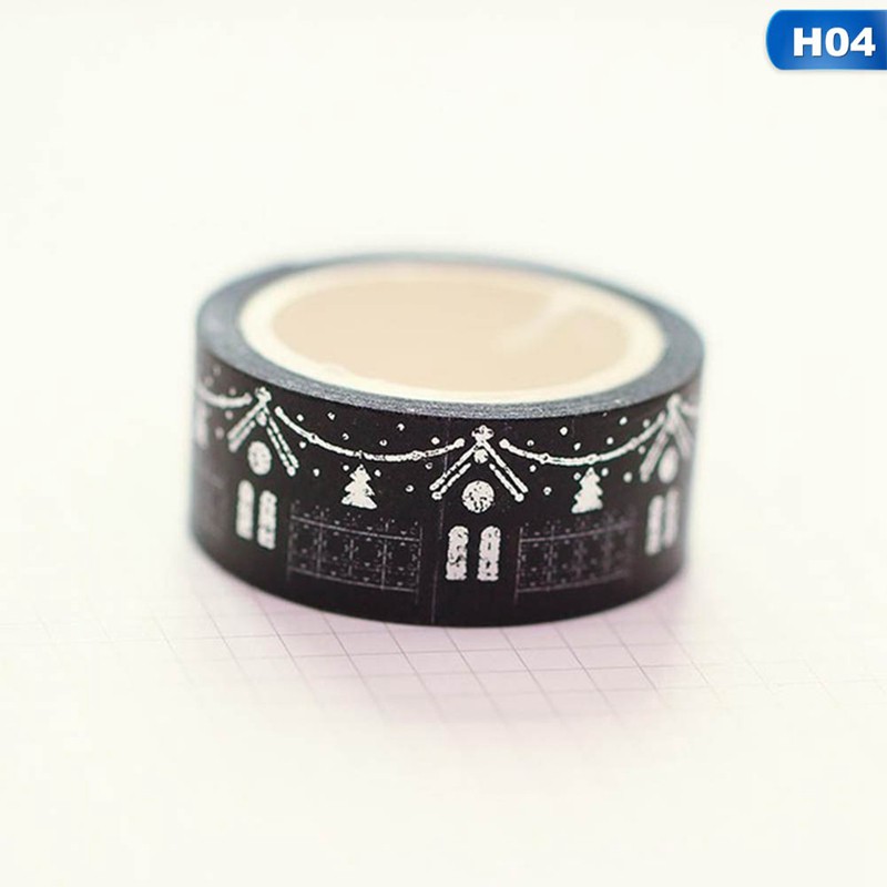 Băng keo hình mặt trăng ngôi sao màu đen dễ thương dùng gói quà trang trí sổ tay 1.5cm X 5m DIY