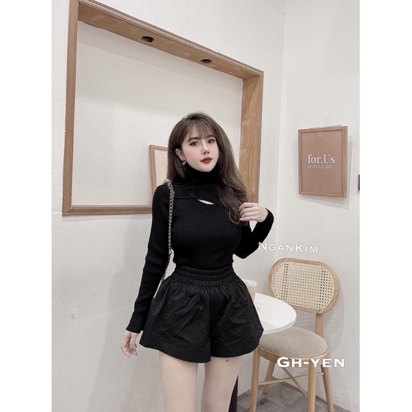 Áo len cổ lọ 5 màu khoét cổ