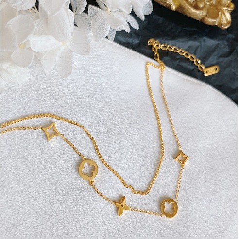 Lắc chân nữ titan hoa đôi KHÔNG ĐEN