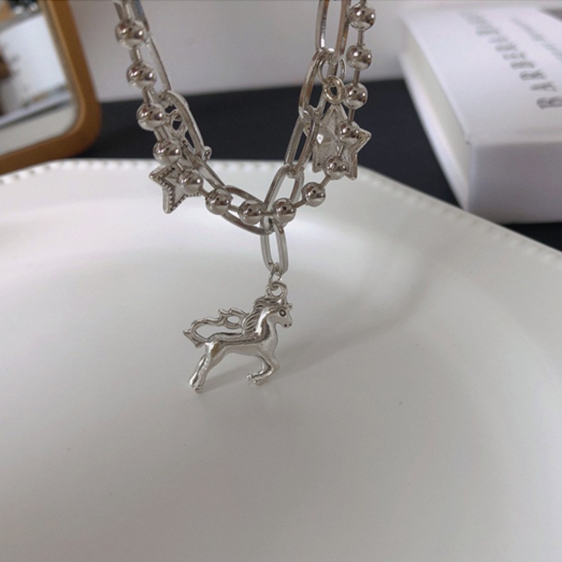 Vòng tay thiết kế mặt hình kỳ lân/2 ngôi sao phong cách hip hop hợp thời trang