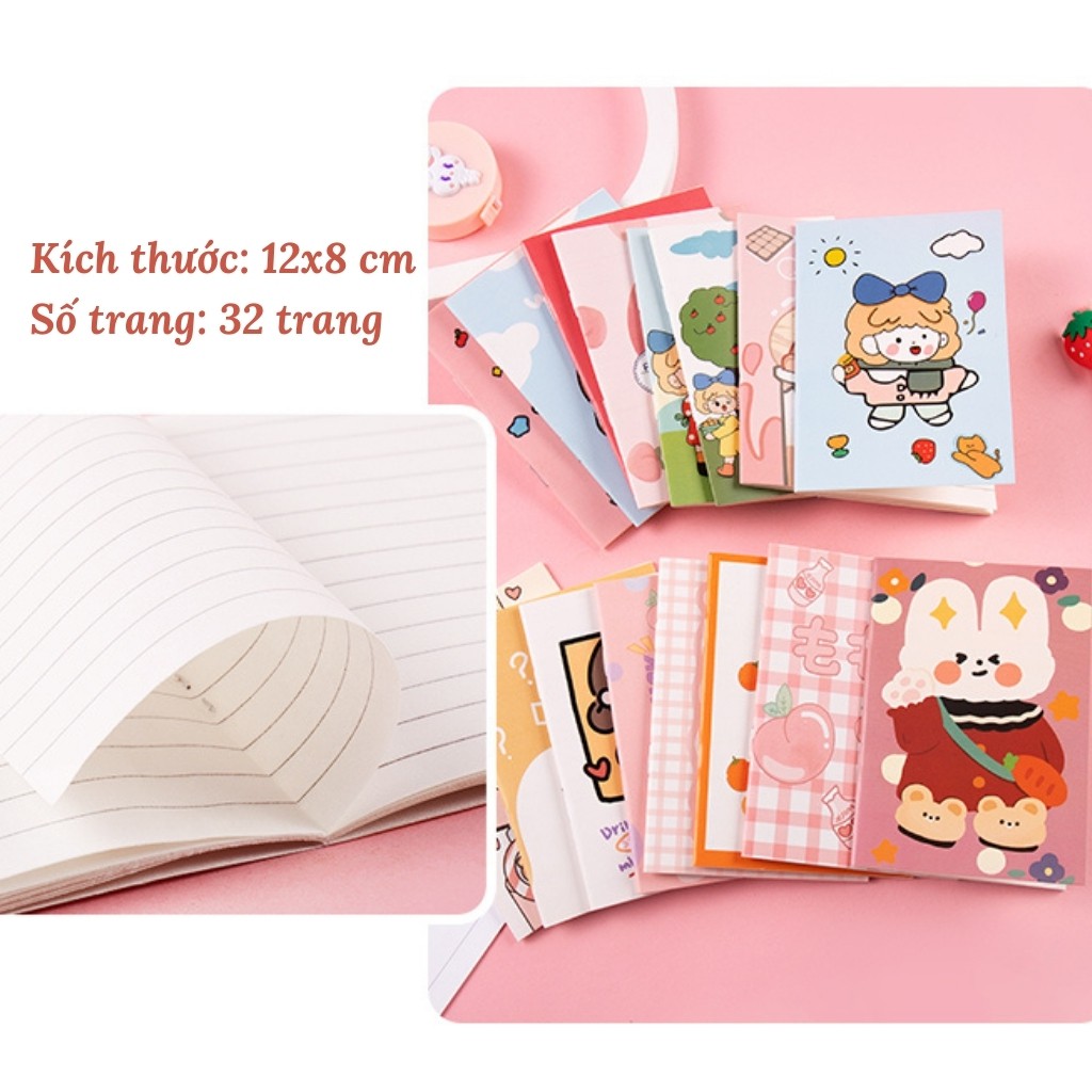 Sổ Tay Mini 32 Trang Ghi Chú Giấy Kẻ Ly Tiện Lợi Nhiều Mẫu Hoạt Hình Dễ Thương Tuệ Minh Kid's