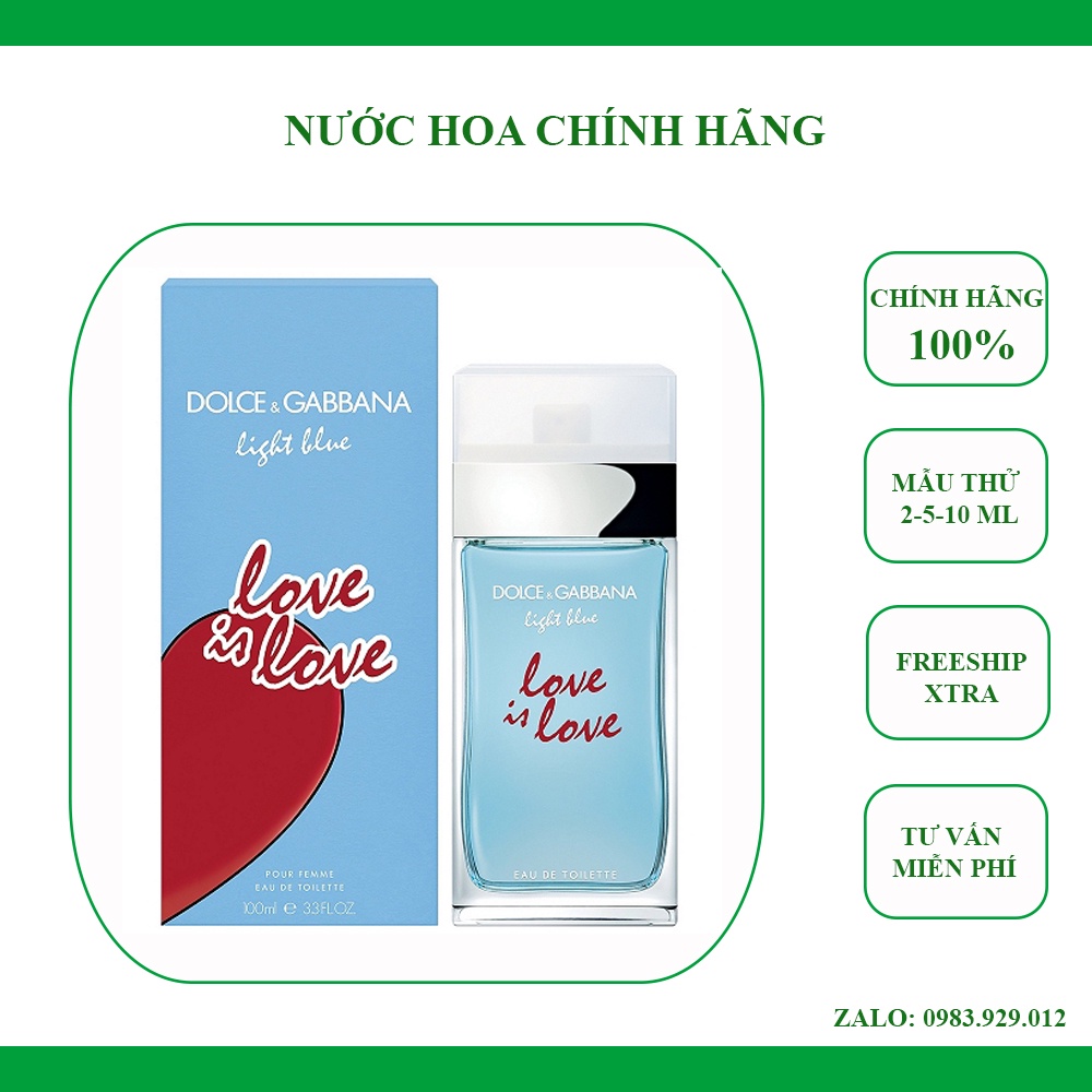 Nước hoa Nữ D&G Dolce & Gabbana Light Blue Love Is Love EDT (Mẫu thử)