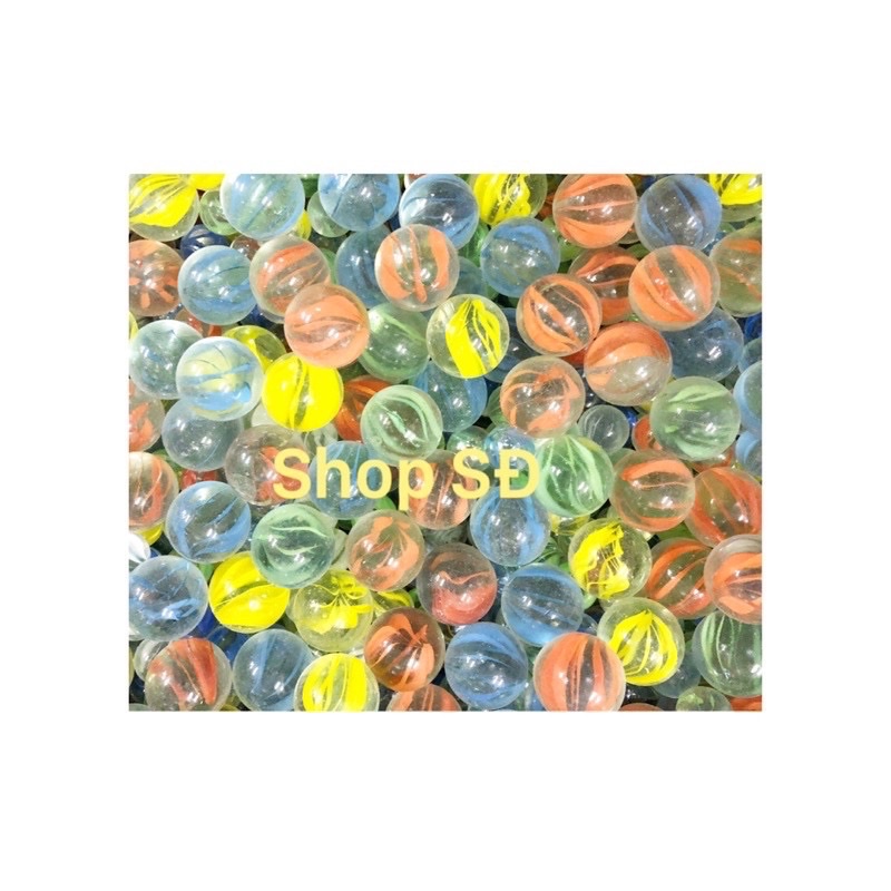 Bi bắn trẻ con - Bi thủy tinh nhỏ 14mm- 16mm  - khía màu
