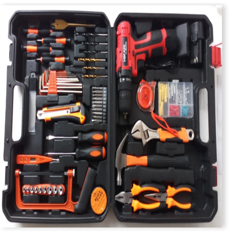 Máy khoan pin Thái Lan Hikari kèm bộ phụ kiện hơn 50 chi tiết