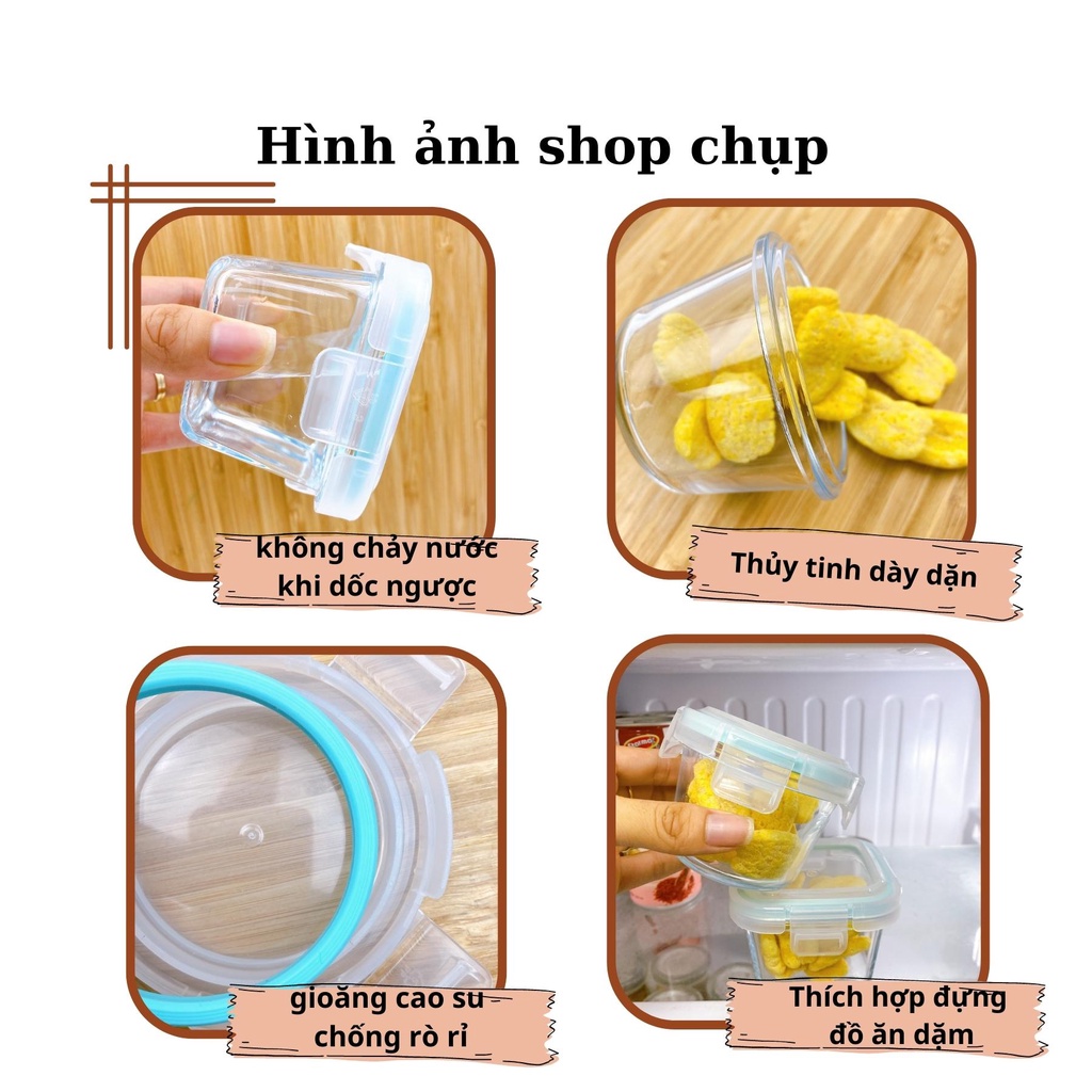 Hộp trữ đồ ăn dặm thủy tinh, hũ đựng thực phẩm cho bé ăn dặm, RubiBaby