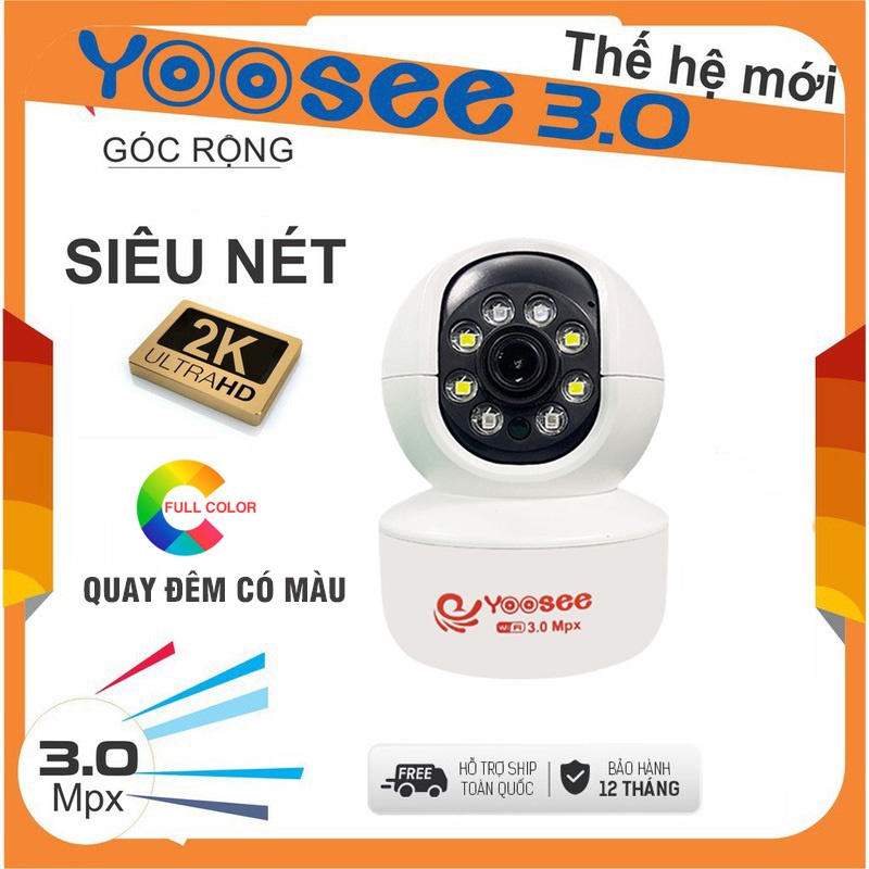 Camera WIFI Yoosee 2 ống kính 8.0MP | 5.0MP  Siêu nét siêu rộng, Quay đêm có màu, Xoay theo chuyển động, Đàm thoại