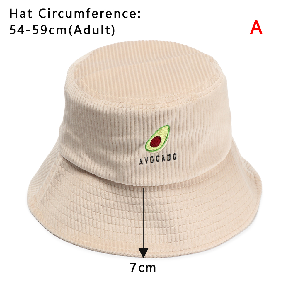 Nón Tai Bèo Vành Rộng Vải Nhung Thêu Hình Quả Bơ Thời Trang Mùa Hè