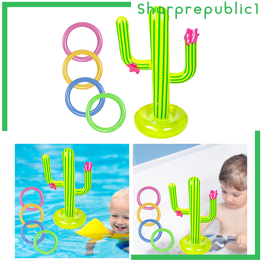 [shpre1]PVC Inflatable Cactus Rings Toss Game Set Fiesta Party Supplies Kids&Adults