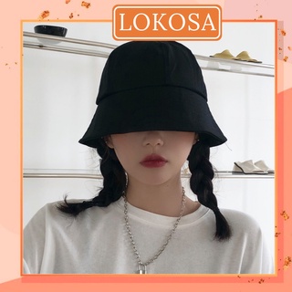 Mũ Bucket Nữ LOKOSA Mũ Vành Cụp Trơn Tai Bèo Nhiều Màu Sắc Ulzzang Nam Nữ Đi Biển NO003
