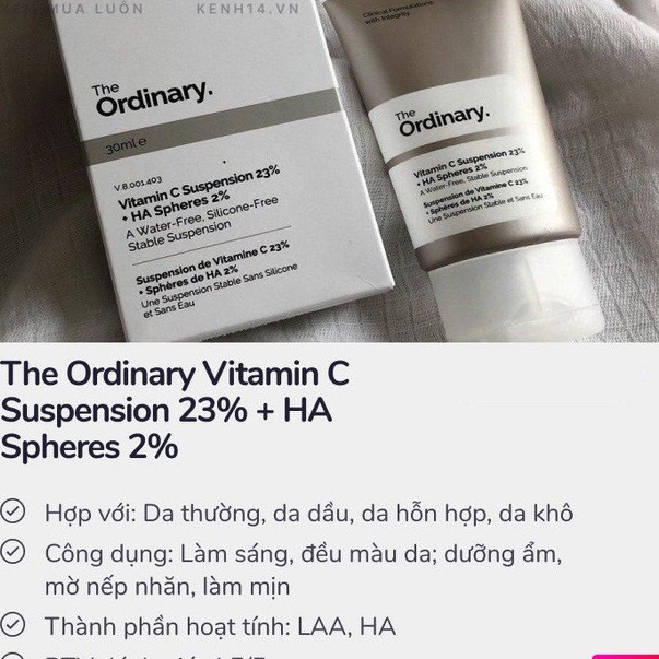 [𝓞𝓻𝓭𝓲𝓷𝓪𝓻𝔂]Kem dưỡng trắng da The Ordinary Vitamin C Suspension 23%