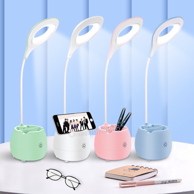 Đèn học ĐH01 để bàn chống cận cảm ứng tích điện kiêm hộp đựng bút và giá đỡ điện thoại - Đèn học chống cận thị
