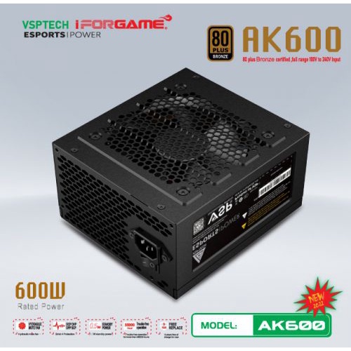 Bộ nguồn máy tính VSPTECH - iForgame AK600 80PLUS BRONZE - Dual Xeon - Dual VGA
