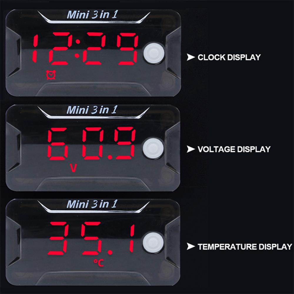 Vôn Kế Kỹ Thuật Số 3 Trong 1 DC 8-72V O4P4 Chống Thấm Nước Dành Cho Xe Mô Tô