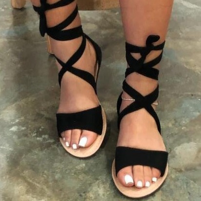 Giày sandal cột dây đế phẳng mùa hè thời trang cho nữ
