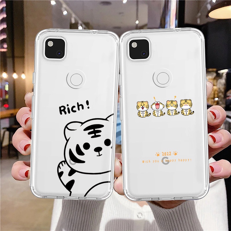 Ốp Điện Thoại Mềm Siêu Mỏng Họa Tiết Chú Hổ Màu Trong Suốt Cho Google Pixel 3a 3 2 XL 4a Pixel 5 6 Pro