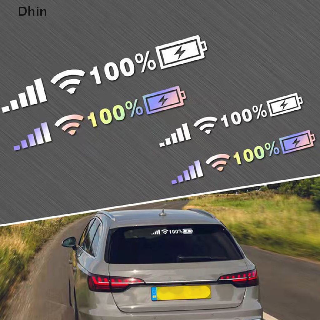 Sticker Vinyl Dán Kính Chắn Gió Xe Hơi Hình Dấu Mức Pin Wifi Vui Nhộn