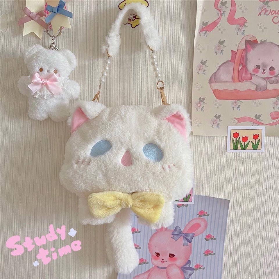 Túi Đeo Chéo Hình Mèo Ma Nhồi Bông Phong Cách lolita Thời Trang Thu Đông Mới