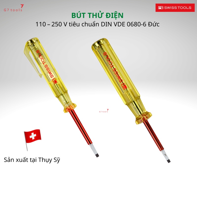 Bút Thử Điện PB Swiss Tools có Móc Gài Dài 150mm mũi 2.5mm - PB 175.0 - 50