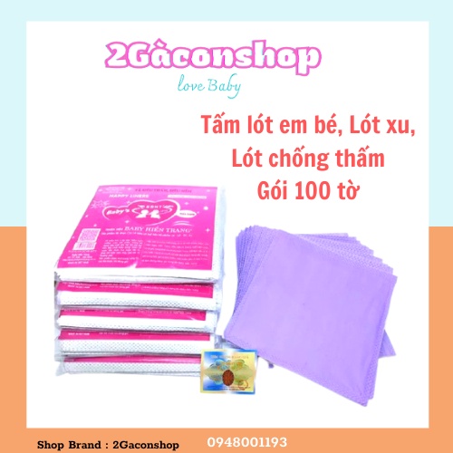 Tấm lót em bé Hiền trang gói lớn 100 tờ - Giấy lót xu