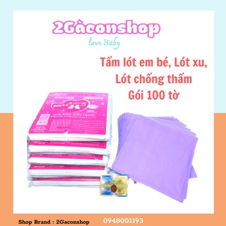 Tấm lót em bé Hiền trang gói lớn 100 tờ - Giấy lót xu