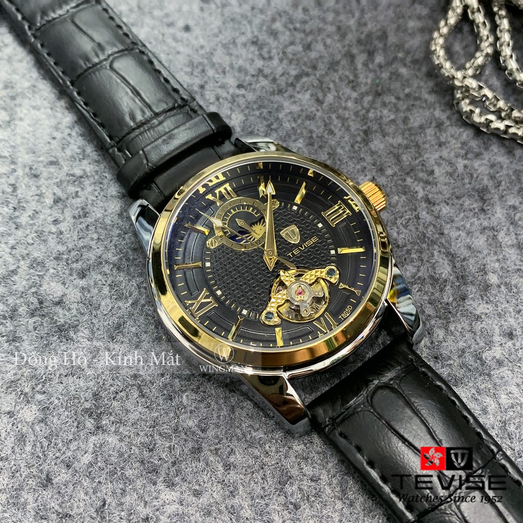 Đồng hồ nam máy cơ Tevise T805D-1 dây da cao cấp, full box, mặt kính sapphire chống xước, chống nước, bảo hành 03 năm