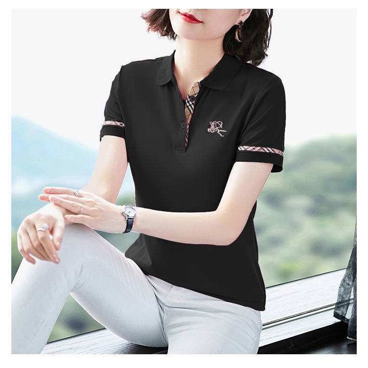 Áo Thun cotton Tay Ngắn Dáng Rộng plus size Thêu Họa Tiết Thời Trang Mùa Hè Cho Nữ Trung Niên