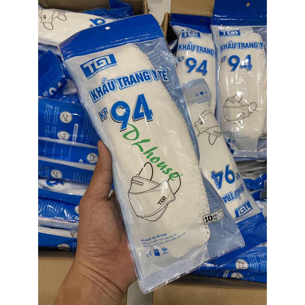 (Túi 10 cái) Khẩu trang y tế 4 lớp KF94 chống bụi mịn và kháng khuẩn
