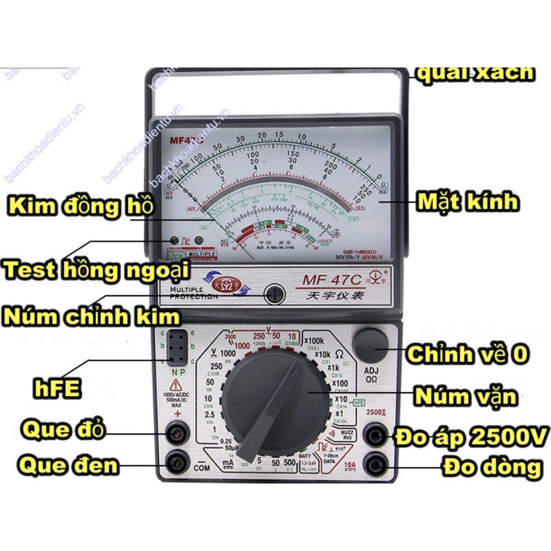 Đồng Hồ Vạn Năng Kim MF47C Tặng Kèm 2 Pin