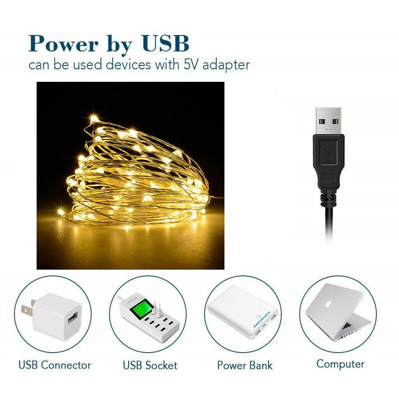 Dây đèn LED sợi đồng 2M5M10M 5V USB cho trang trí giáng sinh