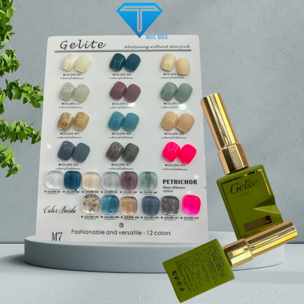 Sơn Móng chân tay nail , Sét sơn 12 màu gel nhũ neon tặng bảng màu chính hãng