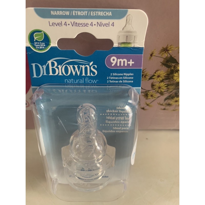 Núm Ty Silicone Dr.Brown's Cổ Thường Size 4 (9 tháng trở lên)