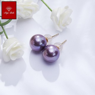Bông tai NGỌC TRAI nhân tạo, khóa Bạc 925 Phú Quốc cao cấp - Tím Hồng Quân