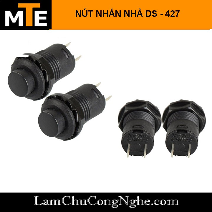 Nút nhấn nhả 12mm DS-427 1.5A 250v - màu đen, xanh, đỏ