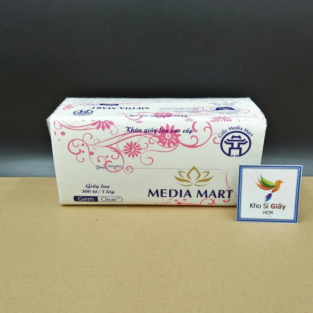 GIẤY ĂN 3 LỚP 300 TỜ ĐA NĂNG MEDIA MART - Giấy ăn loại 1