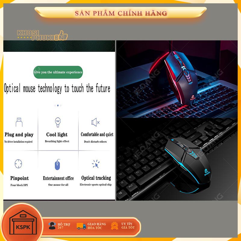 Chuột có dây gaming cho máy tính laptop giá rẻ có led KS M518