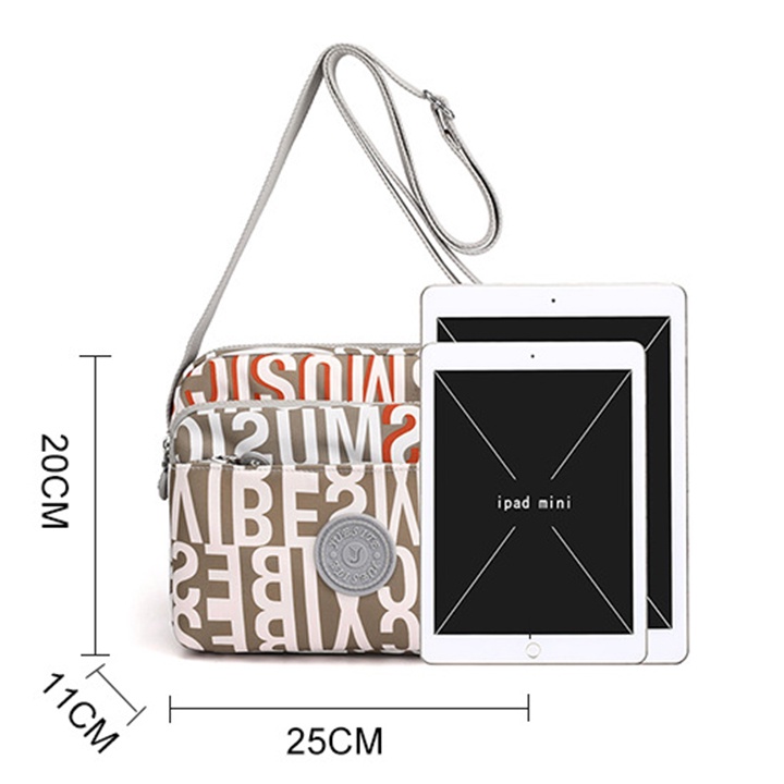Túi xách đeo chéo nữ nhiều ngăn tiện dụng, chống thấm nước siêu bền đẹp size 24cm TUI-107