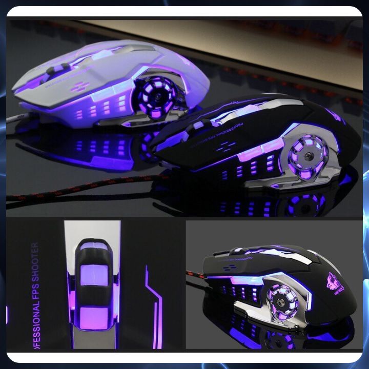 Chuột Máy Tính Có Dây Free Wolf V5 Chuột Gaming Có Dây Bọc Dù Chơi Game Led Cao Cấp