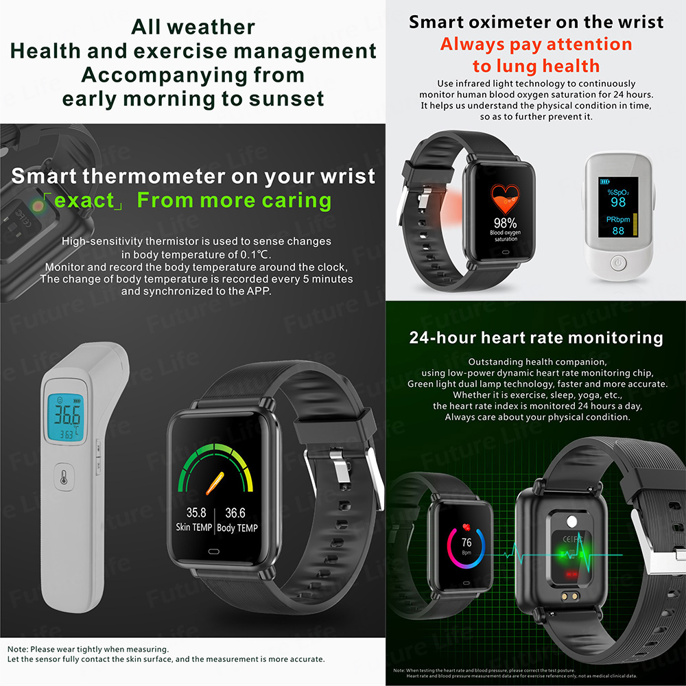 New Smart Watch Đồng Hồ Thông Minh Q9T Nhiệt Kế đeo Tay Thông Minh Hình Nền Tự Làm Nhịp Tim Nhịp Tim Oxy Phát Hiện Giấc Ngủ Ngăn Ngừa Mất Mát Thông Minh IP7 Vòng đeo Tay Thể Thao Chống Nước 5.0 Đồng Hồ Bluetooth